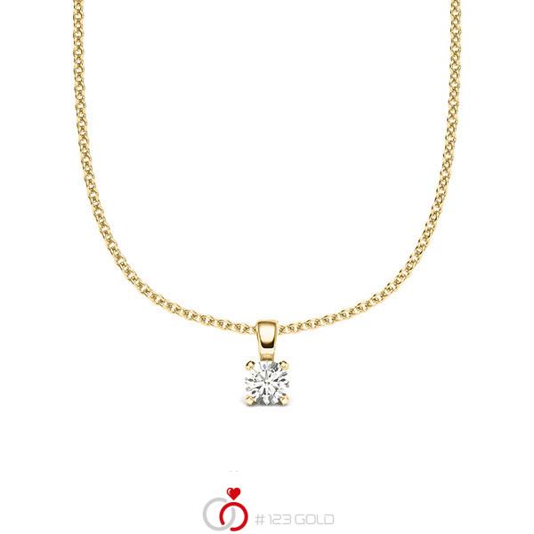 collier met hanger in geelgoud 14 kt. met in totaal 0,12 ct. Briljant tw/si van acredo - A-2059-14 collier met hanger in geelgoud 14 kt. met in totaal 0,12 ct. Briljant tw/si van acredo - A-2059-14