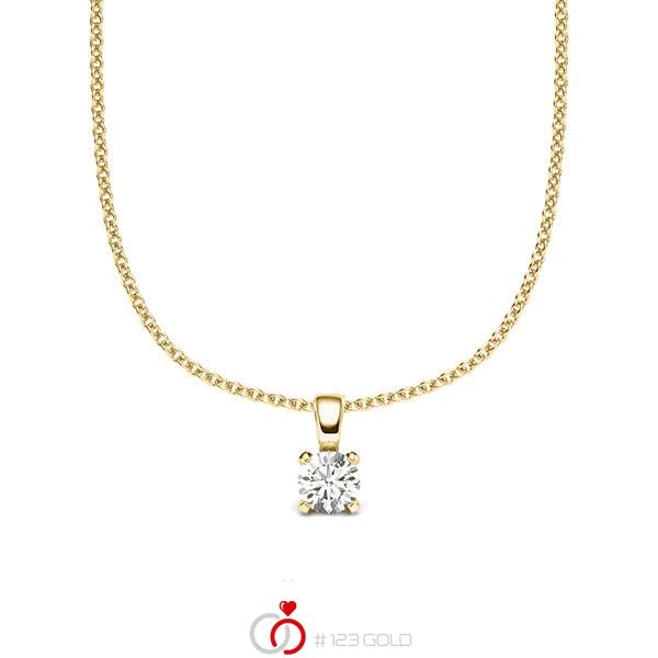 collier met hanger in geelgoud 14 kt. met in totaal 0,15 ct. Briljant tw/si van acredo - A-2059-18 collier met hanger in geelgoud 14 kt. met in totaal 0,15 ct. Briljant tw/si van acredo - A-2059-18