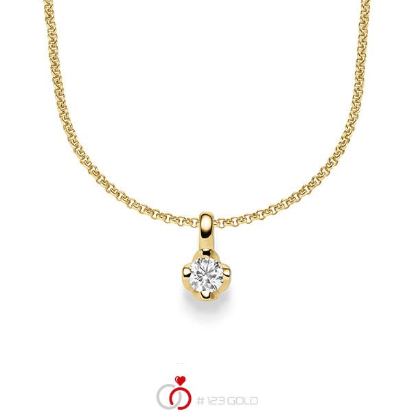 collier met hanger in geelgoud 14 kt. met in totaal 0,25 ct. Briljant tw/si van acredo - A-1644-4 collier met hanger in geelgoud 14 kt. met in totaal 0,25 ct. Briljant tw/si van acredo - A-1644-4