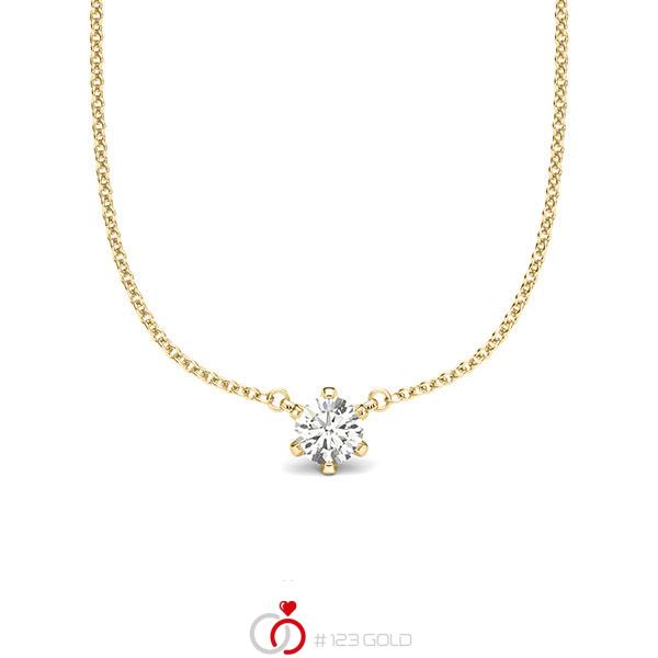 collier met hanger in geelgoud 14 kt. met in totaal 0,2 ct. Briljant tw/si van acredo - A-2064-2 collier met hanger in geelgoud 14 kt. met in totaal 0,2 ct. Briljant tw/si van acredo - A-2064-2