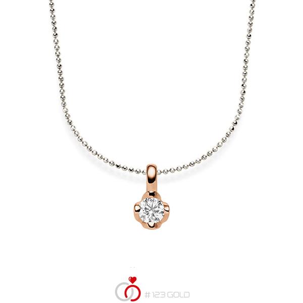 collier met hanger in roodgoud 14 kt. met in totaal 0,25 ct. Briljant tw/si van acredo - A-1565-9 collier met hanger in roodgoud 14 kt. met in totaal 0,25 ct. Briljant tw/si van acredo - A-1565-9
