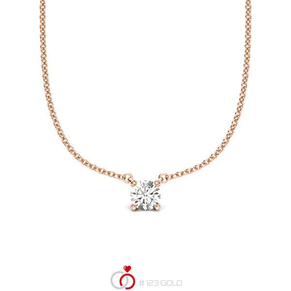 collier met hanger in roodgoud 14 kt. met in totaal 0,2 ct. Briljant tw/si van acredo - A-2061-19 collier met hanger in roodgoud 14 kt. met in totaal 0,2 ct. Briljant tw/si van acredo - A-2061-19