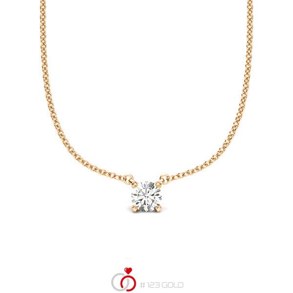 collier met hanger in roségoud 14 kt. met in totaal 0,2 ct. Briljant tw/si van acredo - A-2061-20 collier met hanger in roségoud 14 kt. met in totaal 0,2 ct. Briljant tw/si van acredo - A-2061-20