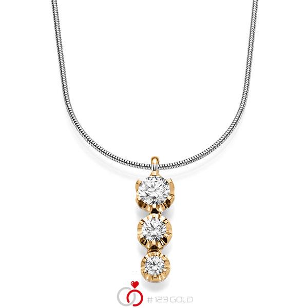 collier met hanger in roségoud 14 kt. met in totaal 1,75 ct. tw/si van acredo - A-1514-3 collier met hanger in roségoud 14 kt. met in totaal 1,75 ct. tw/si van acredo - A-1514-3