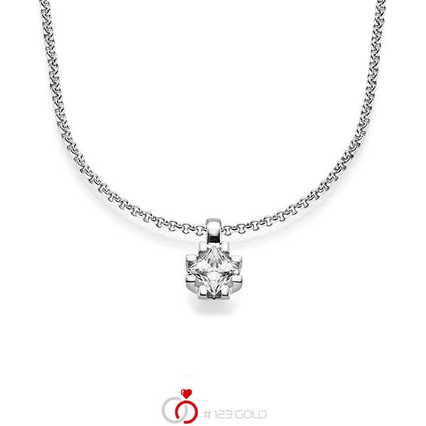 collier met hanger in witgoud 14 kt. met 1 ct. Princess-Diamant tw,vs van acredo - A-1606-2 collier met hanger in witgoud 14 kt. met 1 ct. Princess-Diamant tw,vs van acredo - A-1606-2