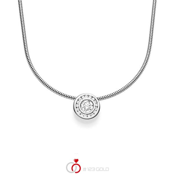 collier met hanger in witgoud 14 kt. met in totaal 0,345 ct. Briljant tw/si van acredo - A-1547-3 collier met hanger in witgoud 14 kt. met in totaal 0,345 ct. Briljant tw/si van acredo - A-1547-3