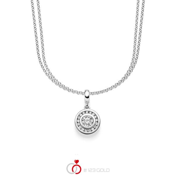 collier met hanger in witgoud 14 kt. met in totaal 0,505 ct. Briljant tw/si van acredo - A-1608-3 collier met hanger in witgoud 14 kt. met in totaal 0,505 ct. Briljant tw/si van acredo - A-1608-3