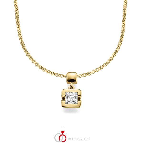 Kette mit Anhänger in Gelbgold 585 mit 0,5 ct. Prinzess-Diamant tw, vs von acredo - A-1610-1 Kette mit Anhänger in Gelbgold 585 mit 0,5 ct. Prinzess-Diamant tw, vs von acredo - A-1610-1