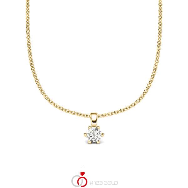 Kette mit Anhänger in Gelbgold 585 mit zus. 0,08 ct. Brillant tw, si von acredo - A-2060-5 Kette mit Anhänger in Gelbgold 585 mit zus. 0,08 ct. Brillant tw, si von acredo - A-2060-5