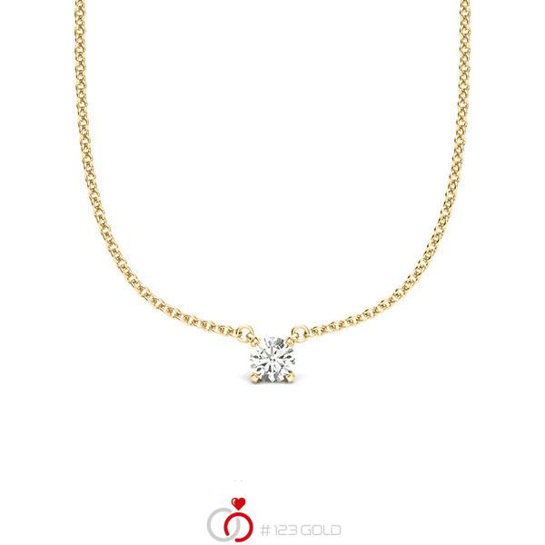Kette mit Anhänger in Gelbgold 585 mit zus. 0,12 ct. Brillant tw, si von acredo - A-2061-13 Kette mit Anhänger in Gelbgold 585 mit zus. 0,12 ct. Brillant tw, si von acredo - A-2061-13