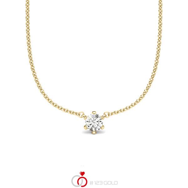 Kette mit Anhänger in Gelbgold 585 mit zus. 0,15 ct. Brillant tw, si von acredo - A-2064-18 Kette mit Anhänger in Gelbgold 585 mit zus. 0,15 ct. Brillant tw, si von acredo - A-2064-18