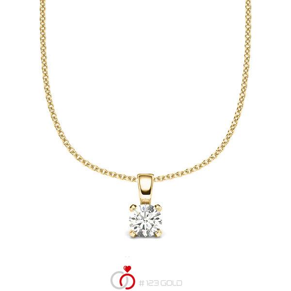 Kette mit Anhänger in Gelbgold 585 mit zus. 0,25 ct. Brillant tw, si von acredo - A-2059-2 Kette mit Anhänger in Gelbgold 585 mit zus. 0,25 ct. Brillant tw, si von acredo - A-2059-2