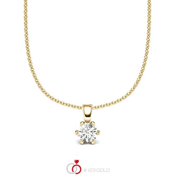 Kette mit Anhänger in Gelbgold 585 mit zus. 0,25 ct. Brillant tw, si von acredo - A-2060-21 Kette mit Anhänger in Gelbgold 585 mit zus. 0,25 ct. Brillant tw, si von acredo - A-2060-21