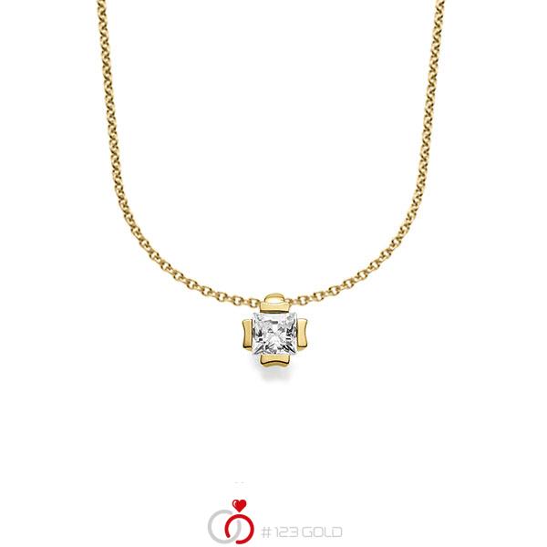 Kette mit Anhänger in Gelbgold 585 mit zus. 0,25 ct. Prinzess-Diamant tw, vs von acredo - A-1607-5 Kette mit Anhänger in Gelbgold 585 mit zus. 0,25 ct. Prinzess-Diamant tw, vs von acredo - A-1607-5