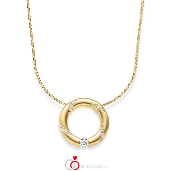 Kette mit Anhänger in Gelbgold 585 mit zus. 0,278 ct. Brillant tw, si von acredo - A-1827-2 Kette mit Anhänger in Gelbgold 585 mit zus. 0,278 ct. Brillant tw, si von acredo - A-1827-2