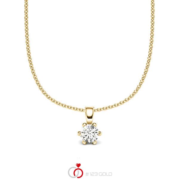 Kette mit Anhänger in Gelbgold 585 mit zus. 0,2 ct. Brillant tw, si von acredo - A-2060-17 Kette mit Anhänger in Gelbgold 585 mit zus. 0,2 ct. Brillant tw, si von acredo - A-2060-17