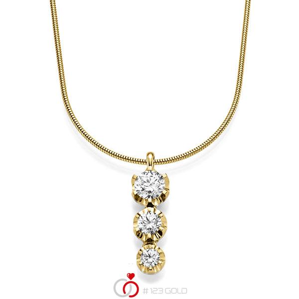 Kette mit Anhänger in Gelbgold 585 mit zus. 1,75 ct. tw, si von acredo - A-1514-2 Kette mit Anhänger in Gelbgold 585 mit zus. 1,75 ct. tw, si von acredo - A-1514-2