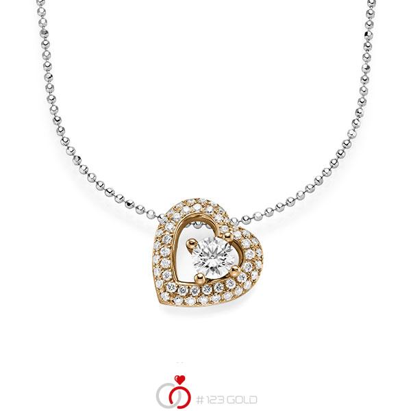 Kette mit Anhänger in Roségold 585 mit 0,5 ct. + zus. 0,386 ct. Brillant tw, si von acredo - A-1545-10 Kette mit Anhänger in Roségold 585 mit 0,5 ct. + zus. 0,386 ct. Brillant tw, si von acredo - A-1545-10