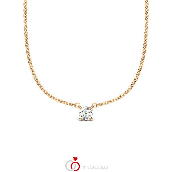 Kette mit Anhänger in Roségold 585 mit zus. 0,08 ct. Brillant tw, si von acredo - A-2061-8 Kette mit Anhänger in Roségold 585 mit zus. 0,08 ct. Brillant tw, si von acredo - A-2061-8