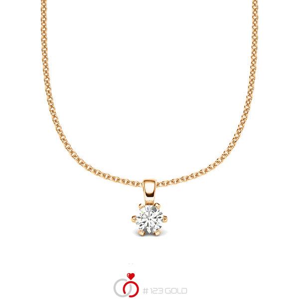 Kette mit Anhänger in Roségold 585 mit zus. 0,15 ct. Brillant tw, si von acredo - A-2060-16 Kette mit Anhänger in Roségold 585 mit zus. 0,15 ct. Brillant tw, si von acredo - A-2060-16