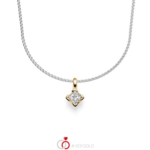 Kette mit Anhänger in Roségold 585 mit zus. 0,25 ct. Prinzess-Diamant tw, si von acredo - A-1643-6 Kette mit Anhänger in Roségold 585 mit zus. 0,25 ct. Prinzess-Diamant tw, si von acredo - A-1643-6