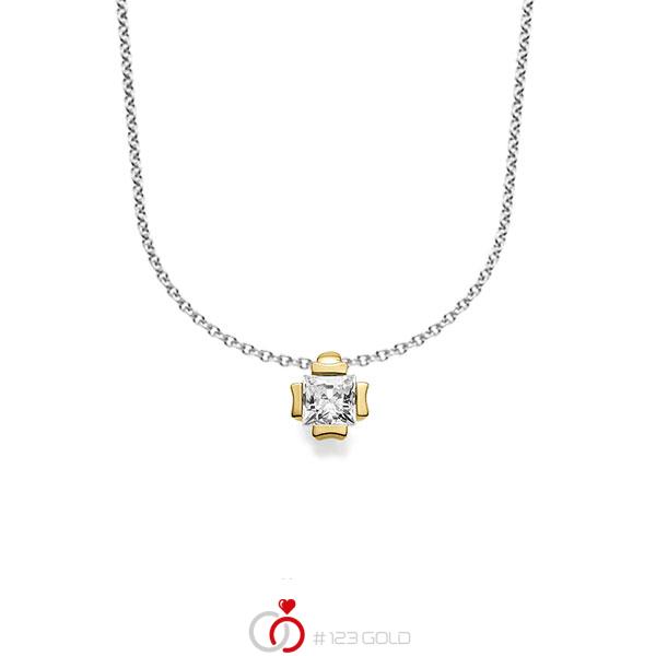 Kette mit Anhänger in Roségold 585 mit zus. 0,25 ct. Prinzess-Diamant tw, vs von acredo - A-1607-6 Kette mit Anhänger in Roségold 585 mit zus. 0,25 ct. Prinzess-Diamant tw, vs von acredo - A-1607-6