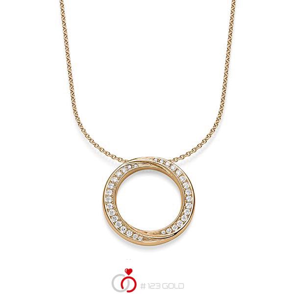 Kette mit Anhänger in Roségold 585 mit zus. 0,52 ct. tw, si von acredo - A-1831-3 Kette mit Anhänger in Roségold 585 mit zus. 0,52 ct. tw, si von acredo - A-1831-3