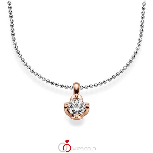Kette mit Anhänger in Rotgold 585 mit 0,5 ct. Brillant tw, si von acredo - A-1565-11 Kette mit Anhänger in Rotgold 585 mit 0,5 ct. Brillant tw, si von acredo - A-1565-11