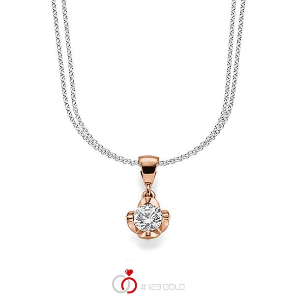 Kette mit Anhänger in Rotgold 585 mit 0,5 ct. Brillant tw, si von acredo - A-1609-5 Kette mit Anhänger in Rotgold 585 mit 0,5 ct. Brillant tw, si von acredo - A-1609-5