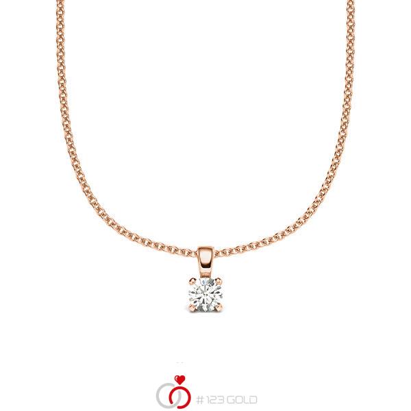 Kette mit Anhänger in Rotgold 585 mit zus. 0,08 ct. Brillant tw, si von acredo - A-2059-7 Kette mit Anhänger in Rotgold 585 mit zus. 0,08 ct. Brillant tw, si von acredo - A-2059-7