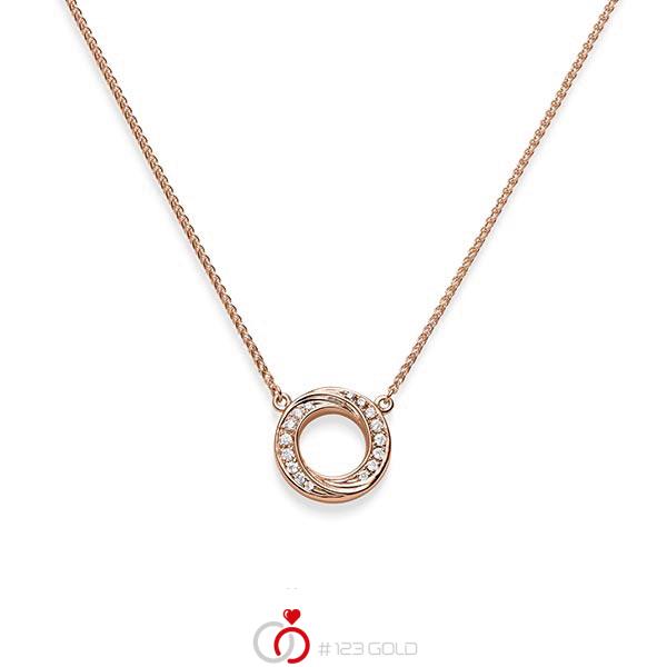 Kette mit Anhänger in Rotgold 585 mit zus. 0,112 ct. tw, si von acredo - A-1830-4 Kette mit Anhänger in Rotgold 585 mit zus. 0,112 ct. tw, si von acredo - A-1830-4