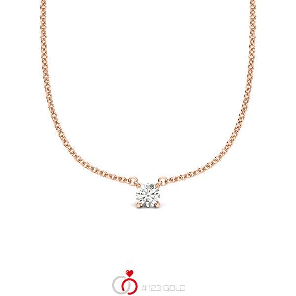 Kette mit Anhänger in Rotgold 585 mit zus. 0,12 ct. Brillant tw, si von acredo - A-2061-15 Kette mit Anhänger in Rotgold 585 mit zus. 0,12 ct. Brillant tw, si von acredo - A-2061-15