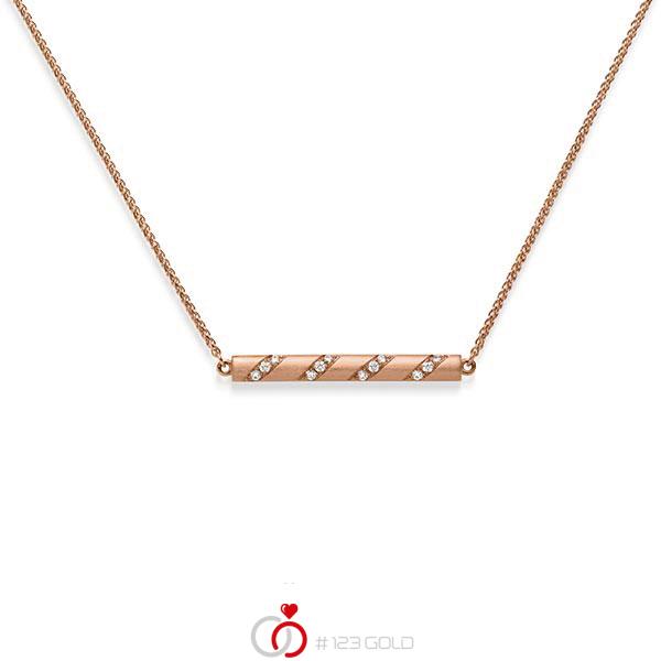Kette mit Anhänger in Rotgold 585 mit zus. 0,192 ct. tw, si von acredo - A-1828-4 Kette mit Anhänger in Rotgold 585 mit zus. 0,192 ct. tw, si von acredo - A-1828-4