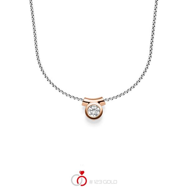 Kette mit Anhänger in Rotgold 585 mit zus. 0,25 ct. Brillant tw, si von acredo - A-1605-9 Kette mit Anhänger in Rotgold 585 mit zus. 0,25 ct. Brillant tw, si von acredo - A-1605-9