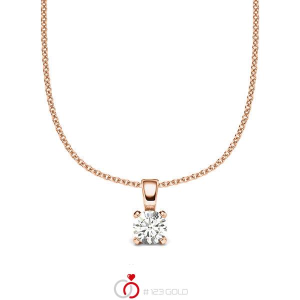 Kette mit Anhänger in Rotgold 585 mit zus. 0,25 ct. Brillant tw, si von acredo - A-2059-3 Kette mit Anhänger in Rotgold 585 mit zus. 0,25 ct. Brillant tw, si von acredo - A-2059-3