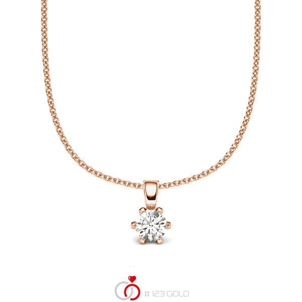 Kette mit Anhänger in Rotgold 585 mit zus. 0,2 ct. Brillant tw, si von acredo - A-2060-19 Kette mit Anhänger in Rotgold 585 mit zus. 0,2 ct. Brillant tw, si von acredo - A-2060-19