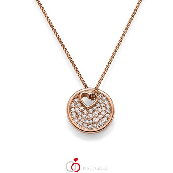 Kette mit Anhänger in Rotgold 585 mit zus. 0,315 ct. tw, si von acredo - A-1603-3 Kette mit Anhänger in Rotgold 585 mit zus. 0,315 ct. tw, si von acredo - A-1603-3