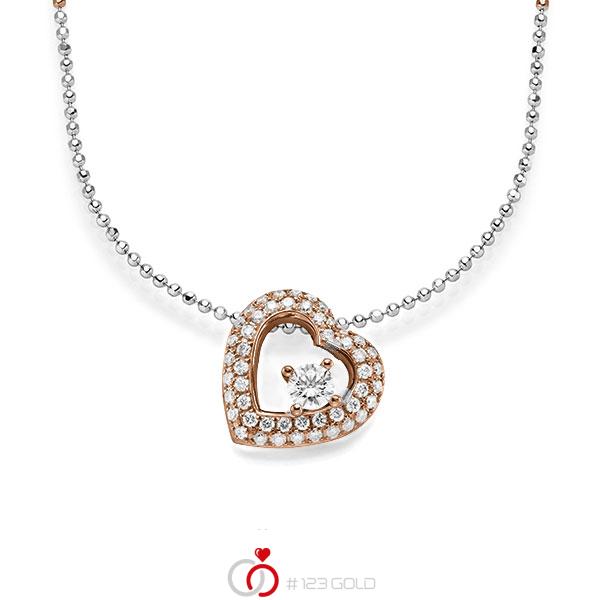 Kette mit Anhänger in Rotgold 585 mit zus. 0,636 ct. Brillant tw, si von acredo - A-1545-11 Kette mit Anhänger in Rotgold 585 mit zus. 0,636 ct. Brillant tw, si von acredo - A-1545-11