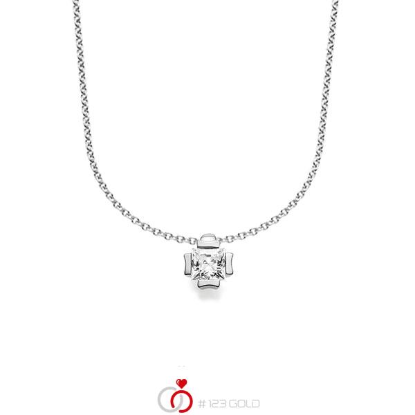 Kette mit Anhänger in Weißgold 585 mit 0,3 ct. Prinzess-Diamant tw, vs von acredo - A-1607-2 Kette mit Anhänger in Weißgold 585 mit 0,3 ct. Prinzess-Diamant tw, vs von acredo - A-1607-2