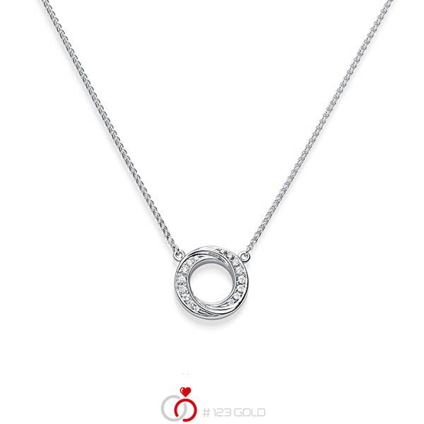 Kette mit Anhänger in Weißgold 585 mit zus. 0,112 ct. tw, si von acredo - A-1830-1 Kette mit Anhänger in Weißgold 585 mit zus. 0,112 ct. tw, si von acredo - A-1830-1
