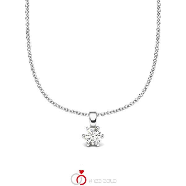 Kette mit Anhänger in Weißgold 585 mit zus. 0,15 ct. Brillant tw, si von acredo - A-2060-14 Kette mit Anhänger in Weißgold 585 mit zus. 0,15 ct. Brillant tw, si von acredo - A-2060-14