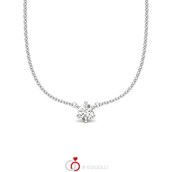 Kette mit Anhänger in Weißgold 585 mit zus. 0,15 ct. Brillant tw, si von acredo - A-2064-17 Kette mit Anhänger in Weißgold 585 mit zus. 0,15 ct. Brillant tw, si von acredo - A-2064-17
