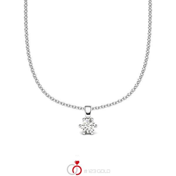 Kette mit Anhänger in Weißgold 585 mit zus. 0,1 ct. Brillant tw, si von acredo - A-2060-2 Kette mit Anhänger in Weißgold 585 mit zus. 0,1 ct. Brillant tw, si von acredo - A-2060-2