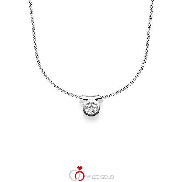 Kette mit Anhänger in Weißgold 585 mit zus. 0,25 ct. Brillant tw, si von acredo - A-1647-2 Kette mit Anhänger in Weißgold 585 mit zus. 0,25 ct. Brillant tw, si von acredo - A-1647-2