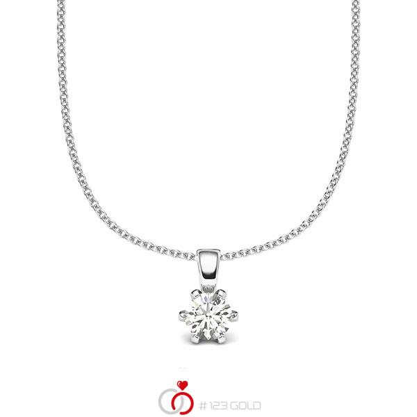 Kette mit Anhänger in Weißgold 585 mit zus. 0,25 ct. Brillant tw, si von acredo - A-2060-22 Kette mit Anhänger in Weißgold 585 mit zus. 0,25 ct. Brillant tw, si von acredo - A-2060-22