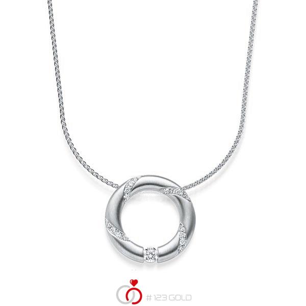 Kette mit Anhänger in Weißgold 585 mit zus. 0,278 ct. Brillant tw, si von acredo - A-1827-1 Kette mit Anhänger in Weißgold 585 mit zus. 0,278 ct. Brillant tw, si von acredo - A-1827-1