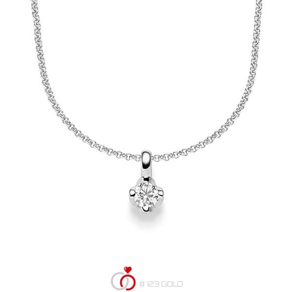 Kette mit Anhänger in Weißgold 585 mit zus. 0,2 ct. Brillant tw, si von acredo - A-1644-1 Kette mit Anhänger in Weißgold 585 mit zus. 0,2 ct. Brillant tw, si von acredo - A-1644-1