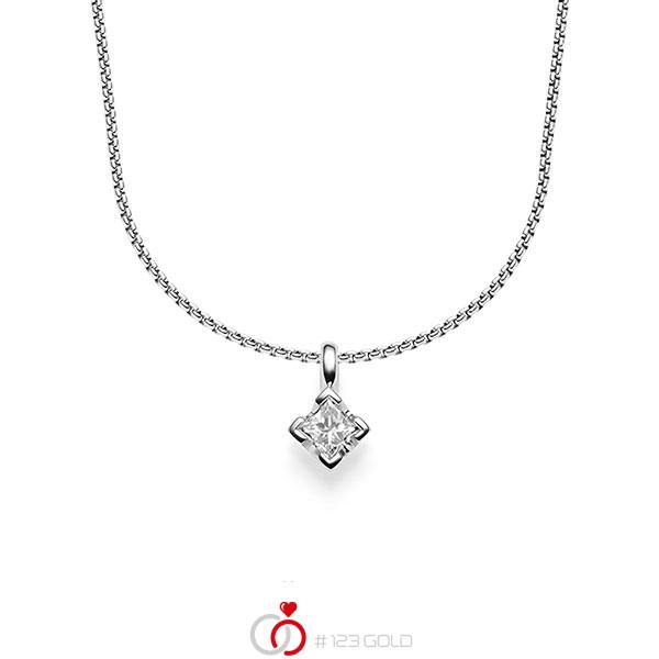 Kette mit Anhänger in Weißgold 585 mit zus. 0,2 ct. Prinzess-Diamant tw, vs von acredo - A-1546-2 Kette mit Anhänger in Weißgold 585 mit zus. 0,2 ct. Prinzess-Diamant tw, vs von acredo - A-1546-2