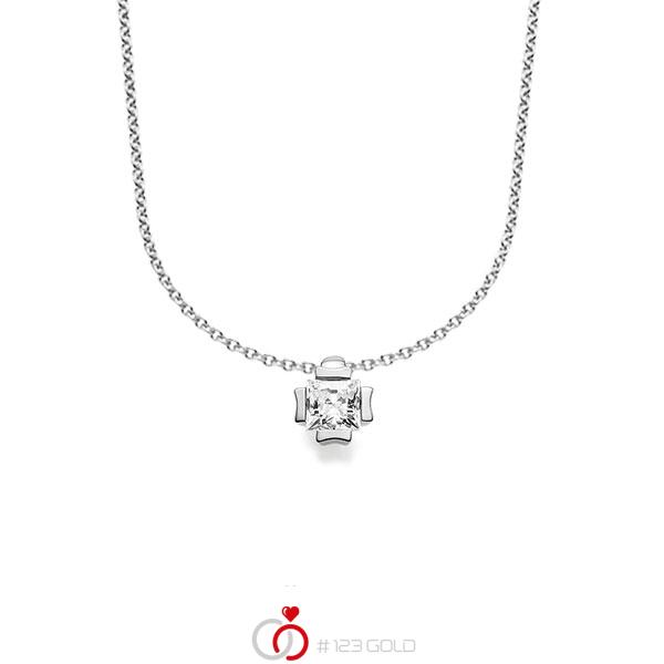 Kette mit Anhänger in Weißgold 585 mit zus. 0,2 ct. Prinzess-Diamant tw, vs von acredo - A-1607-3 Kette mit Anhänger in Weißgold 585 mit zus. 0,2 ct. Prinzess-Diamant tw, vs von acredo - A-1607-3