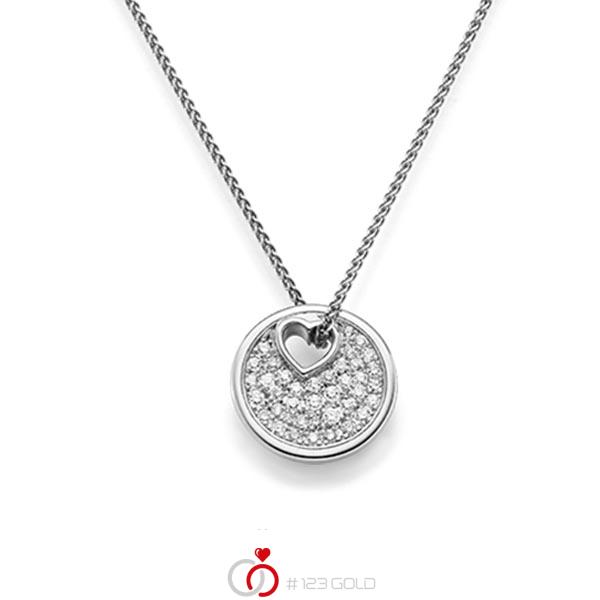 Kette mit Anhänger in Weißgold 585 mit zus. 0,315 ct. tw, si von acredo - A-1603-2 Kette mit Anhänger in Weißgold 585 mit zus. 0,315 ct. tw, si von acredo - A-1603-2